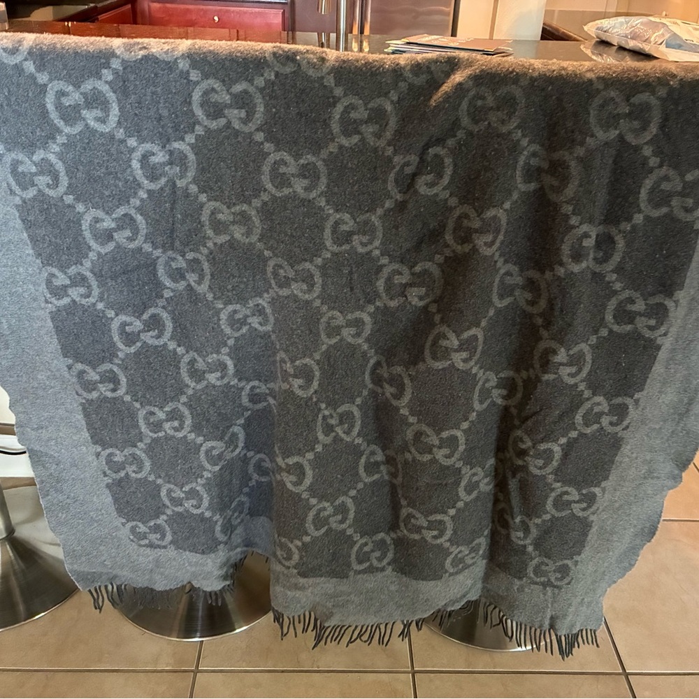Gucci Dark Gray Monogram Throw Blanket